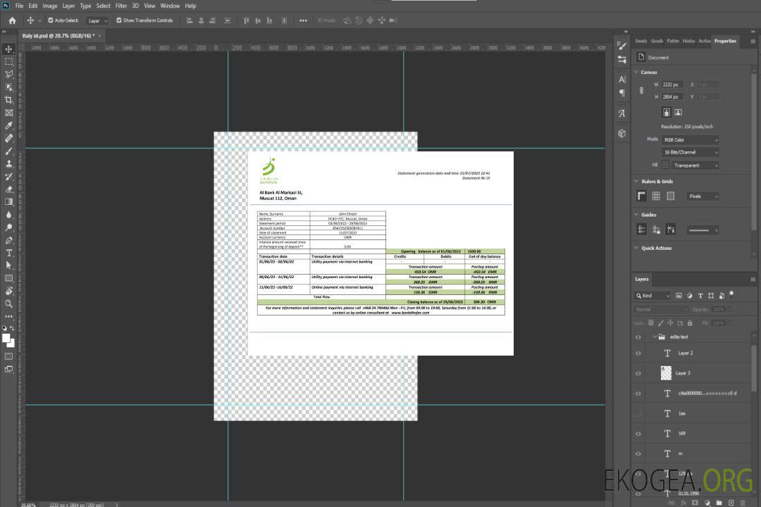 Modèle de relevé bancaire d'Oman Bank Dhofar au format Word et PDF template Modèle de relevé bancaire d'Oman Bank Dhofar au format Word et PDF template